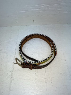 New Brown Genuine Leather Beaded 30” Belt JJ-159