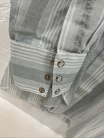 New Men’s H Bar C Gray Stripe Long Sleeve Pearl Snap 16.5 Large X-51