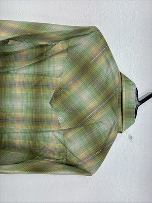 New Women’s Champion Western Green Plaid Long Sleeve Pearl Snap Size 10 KK-71