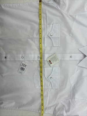 New Men’s ELY Cattleman White Long Sleeve Pearl Snap 16.5 X 35 Large CC-52
