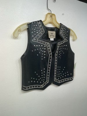 New Women’s Black 1849 Authentic Ranchwear Cut Off Zip Up Vest S #77872 3B-70