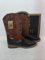 New Youth Brown DBL Barrel Cowboy Boots. 4475202 5.5 5 1/2. 24-143
