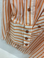 New Men’s Tem Tex Orange Stripe Long Sleeve Pearl Snap 16 X 35 Large AA-32