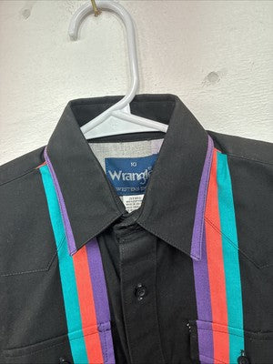 New Kids wrangler Multicolor Black Long Sleeve Button Up Size 10 LL-21