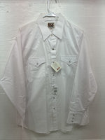 New Men’s ELY Cattleman White Long Sleeve Pearl Snap 16.5 Large X-49