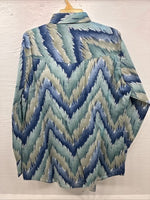 New Men’s ELY Cattleman Blue Green design Long Sleeve Pearl Snap 17 X 34 XL T-37