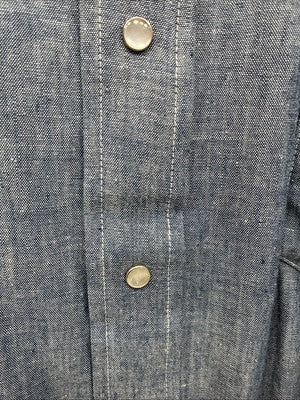 New Men’s Champion Western Jean Design Blue Long Sleeve Pearl Snap Large Q-88