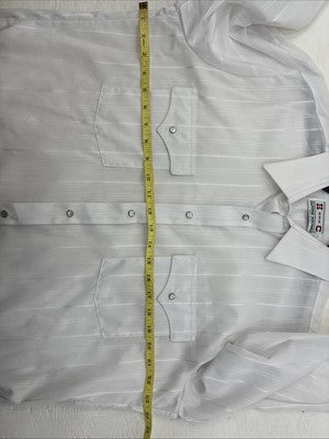 I’m New Men’s H Bar C White Stripe Long Sleeve Pearl Snap 16.5 X 34 Large CC-26