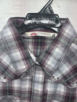 New Women’s Cumberland Purple Plaid Long Sleeve Pearl Snap 2X V-67