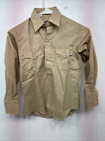 New Kids Denver Tan Long Sleeve Pearl Snap Size 10 YY-61
