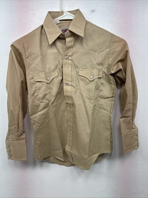 New Kids Denver Tan Long Sleeve Pearl Snap Size 10 YY-61