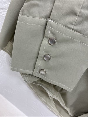 New Men’s Champion Western Green Embroidered Long Sleeve Pearl Snap 17 XL T-4