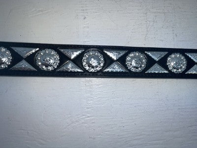 New Black Genuine Leather Nocona Silver Pendent 42” Belt #N2235601 NN-116