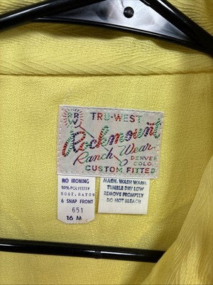 New Men’s RockMount Yellow Long Sleeve Pearl Snap Medium O-76