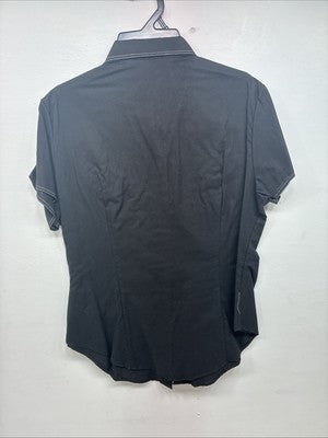 New Women’s Panhandle Slim Black Short Sleeve Pearl Snap Large GG-9