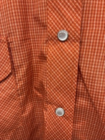 New Men’s White Horse Orange Plaid Long Sleeve Pearl Snap Large Q-41