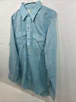 New Men’s Mesquite Blue Long Sleeve Pearl Snap 16 X 35 Large CC-61
