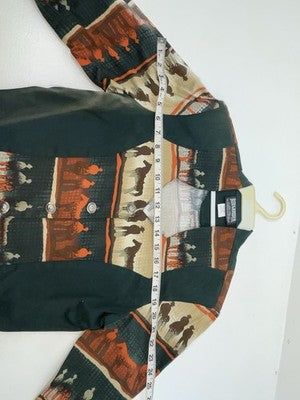 New Women’s Green Western Circle Y Long Sleeve Button Up Shirt M #60531 3B-42