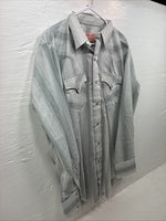 New Men’s H Bar C Gray Stripe Long Sleeve Pearl Snap 16.5 Large X-51