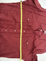 Me End H Bar C Red Plaid Long Sleeve Pearl Snap 16.5 Large AA-35