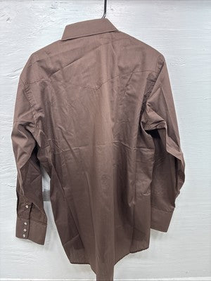 New Men’s Mesquite Brown Long Sleeve Pearl Snap 16 X 35 Large AA-84