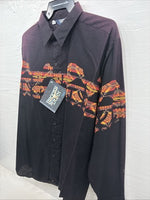 New Men’s Brooks & Dunn Black Western Design Long Sleeve Button Up 17 XL M-71