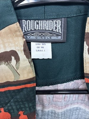 New Women’s Roughrider Western Design Long Sleeve Button Up Crop Small YY-52