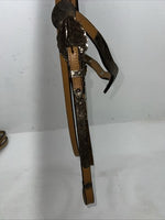 New Congress Leather Headstall W Spilt Reins Metal Plate Browband #6853 U-27
