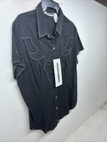 New Women’s Panhandle Slim Black Short Sleeve Pearl Snap Size Large TT-48