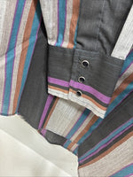New Men’s ELY Cattleman Multicolor Stripe Long Sleeve Pearl Snap Medium Q-95