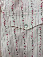 New Women’s White Horse White Red Floral Long Sleeve Pearl Snap Medium YY-58