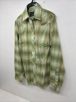 New Women’s Champion Western Green Plaid Long Sleeve Pearl Snap Size 10 KK-71