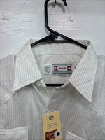 New Men’s H Bar C White Dot Design Long Sleeve Pearl Snap 15.5 Medium M-90