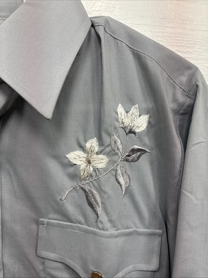  New Men’s Champion Western Gray Embroidered Long Sleeve Pearl Snap Medium M-57