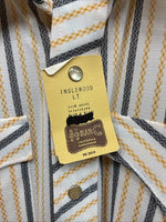 New Men’s H Bar C Yellow Black White Stripe Long Sleeve Pearl Snap Medium T-95