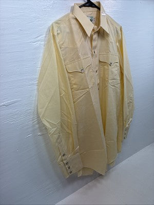 New Men’s Mesquite Yellow Long Sleeve Pearl Snap 15.5 X 34 Medium R-24
