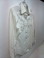 New Women’s H Bar C White Gold Design Long Sleeve Pearl Snap Medium TT-118