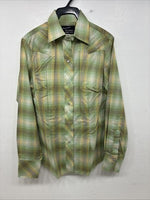 New Women’s Champion Western Green Plaid Long Sleeve Pearl Snap Size 10 KK-71