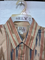 New Men’s ELY Cattleman Camo Design Long Sleeve Pearl Snap 16 Large Q-97