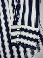 New Men’s Blue White HbarC Ranchwear Long Sleeve Pearl Snap Shirt 16.5x34 L S-13