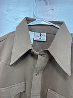 New Men’s Tem Tex Brown Simple Long Sleeve Pearl Snap 15.5 Medium M-40