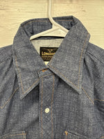 New Men’s LongHorn Blue Jean Long Sleeve Pearl Snap 14 Small AA-100