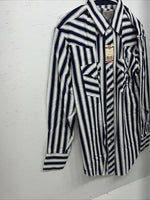 New Men’s Blue White HbarC Ranchwear Long Sleeve Pearl Snap Shirt 16.5x34 L S-13