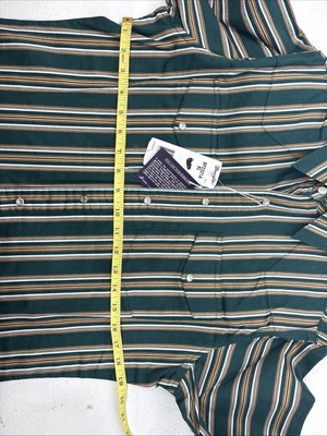 New Teens Wrangler Green Yellow Stripe Long Sleeve Pearl Snap XL DD-64