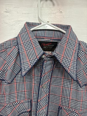 New Men’s Champion Western MultiColor Plaid Long Sleeve Pearl Snap Medium M-32