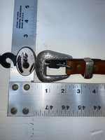 New Brown Genuine Leather Nocona Silver Pendent 32” Belt #N2427002 JJ-30