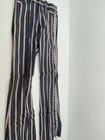 New Vintage Blue And Brown Striped Fenton Polyester Pants #656 SS-76