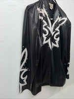 New 1849 Authentic Ranchwear Black White Leather Show Jacket 3XL QQ-13