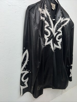 New 1849 Authentic Ranchwear Black White Leather Show Jacket 3XL QQ-13