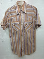 New Men’s Dee-Cee Pink People Stripe Short Sleeve Pearl Snap 14.5 Small K-85